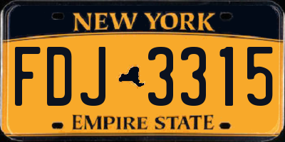 NY license plate FDJ3315