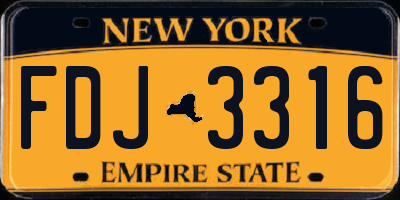 NY license plate FDJ3316
