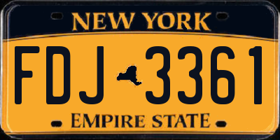 NY license plate FDJ3361