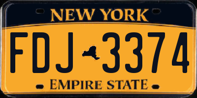 NY license plate FDJ3374