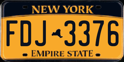 NY license plate FDJ3376