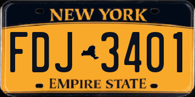 NY license plate FDJ3401