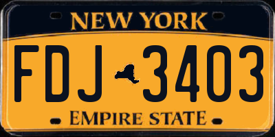NY license plate FDJ3403
