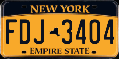 NY license plate FDJ3404