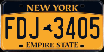 NY license plate FDJ3405