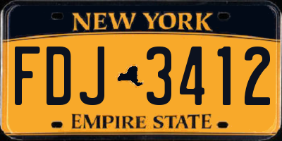 NY license plate FDJ3412