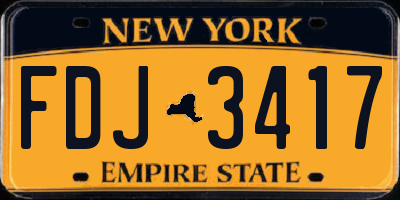 NY license plate FDJ3417