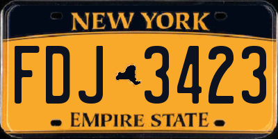 NY license plate FDJ3423