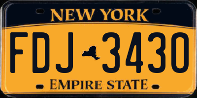 NY license plate FDJ3430