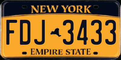 NY license plate FDJ3433