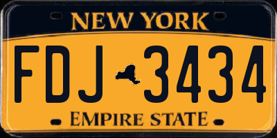 NY license plate FDJ3434