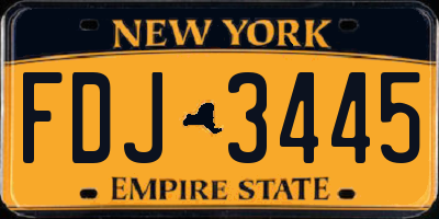 NY license plate FDJ3445