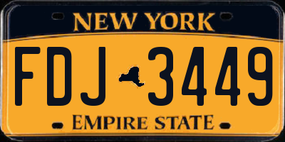 NY license plate FDJ3449