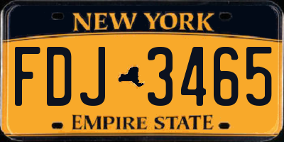 NY license plate FDJ3465