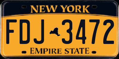NY license plate FDJ3472