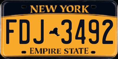 NY license plate FDJ3492