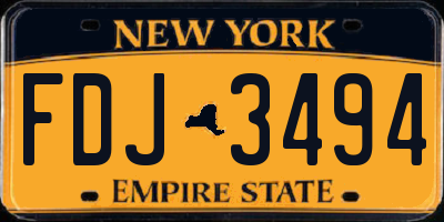 NY license plate FDJ3494
