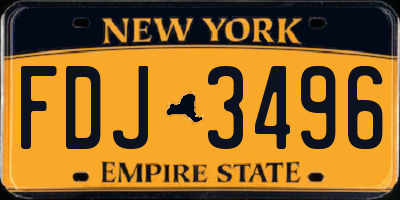 NY license plate FDJ3496