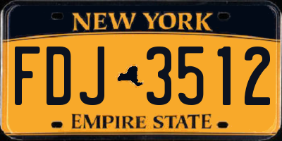 NY license plate FDJ3512