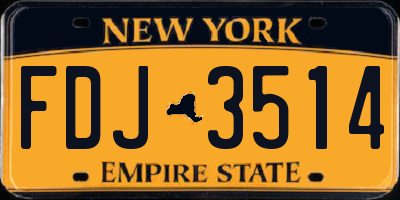 NY license plate FDJ3514