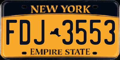 NY license plate FDJ3553