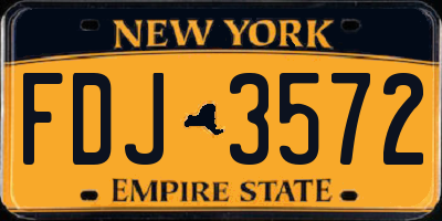 NY license plate FDJ3572