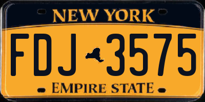NY license plate FDJ3575