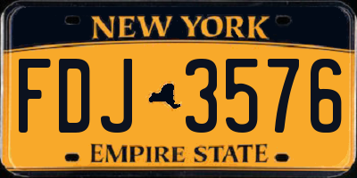 NY license plate FDJ3576
