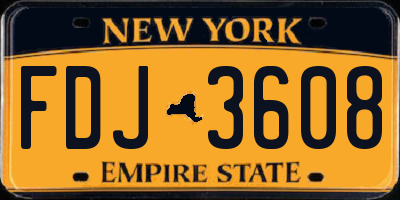 NY license plate FDJ3608