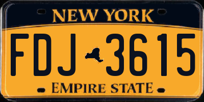 NY license plate FDJ3615