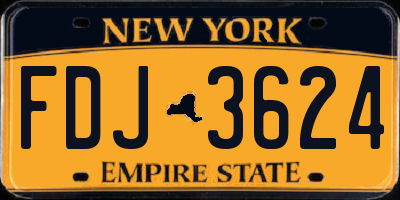 NY license plate FDJ3624