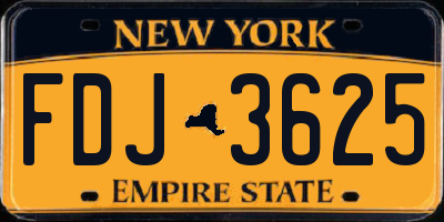 NY license plate FDJ3625