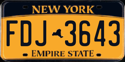NY license plate FDJ3643