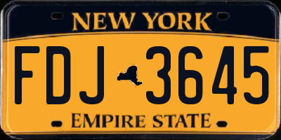 NY license plate FDJ3645