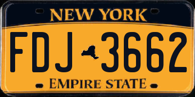 NY license plate FDJ3662
