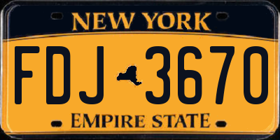 NY license plate FDJ3670