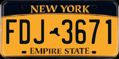 NY license plate FDJ3671