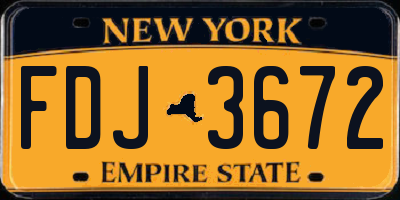 NY license plate FDJ3672