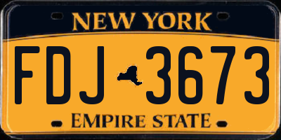 NY license plate FDJ3673