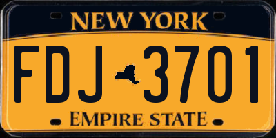 NY license plate FDJ3701