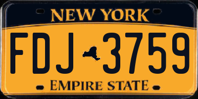 NY license plate FDJ3759