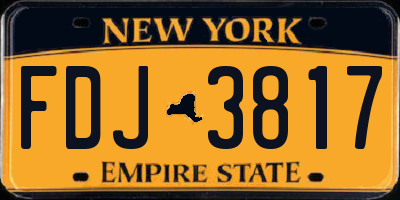 NY license plate FDJ3817