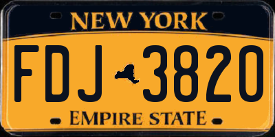 NY license plate FDJ3820