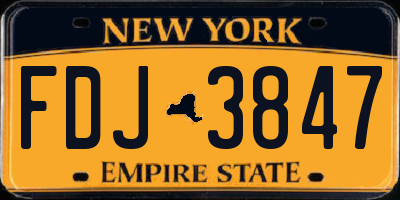 NY license plate FDJ3847
