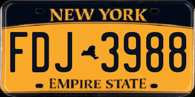 NY license plate FDJ3988