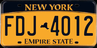 NY license plate FDJ4012