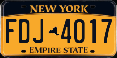 NY license plate FDJ4017