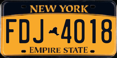 NY license plate FDJ4018