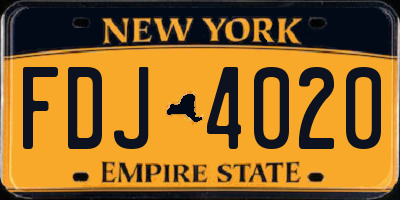 NY license plate FDJ4020