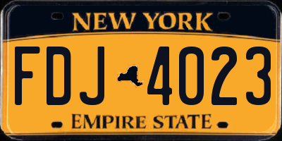 NY license plate FDJ4023